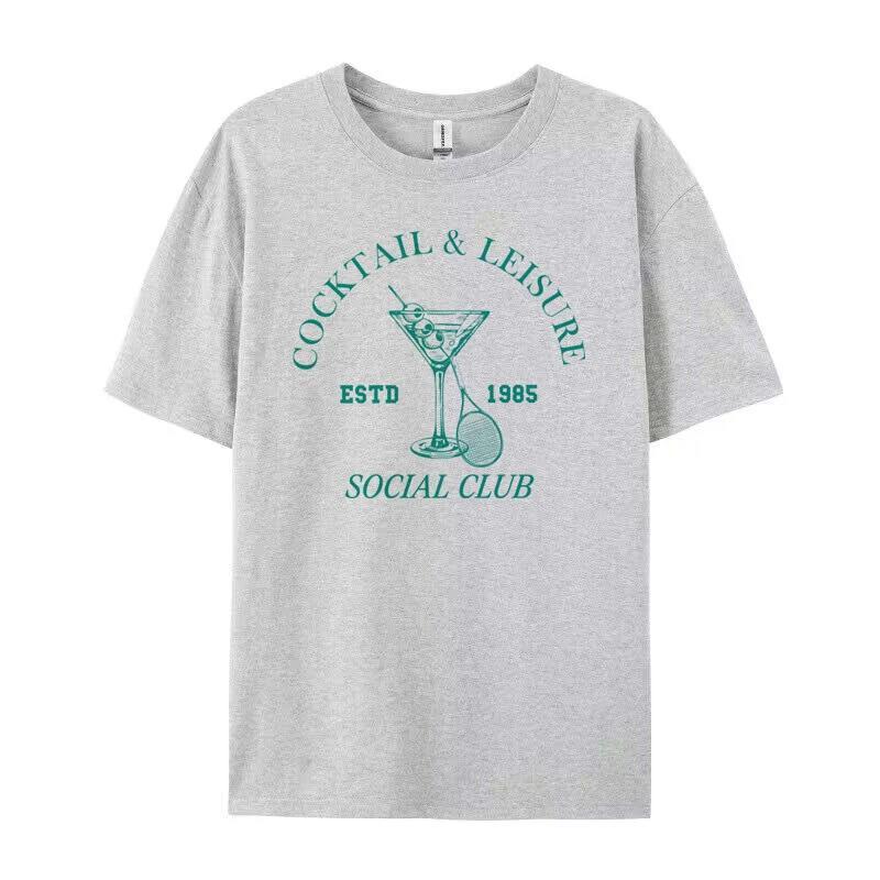 Cocktail Leisure Retro Graphic Tees Women Vintage T-Shirt