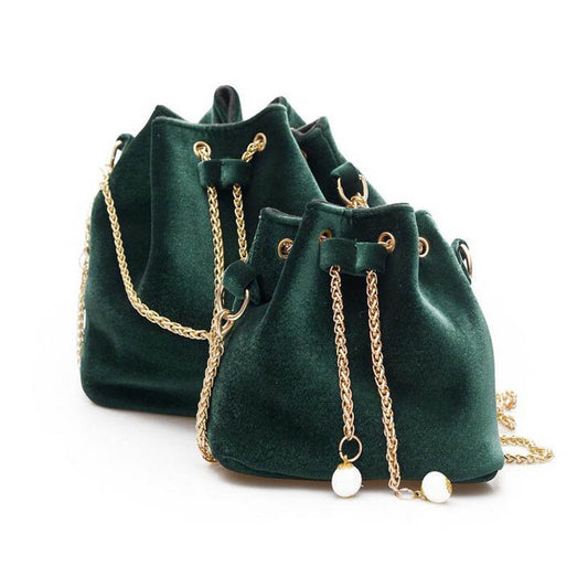 Velvet Bucket Pouch Purse- Available in small and large